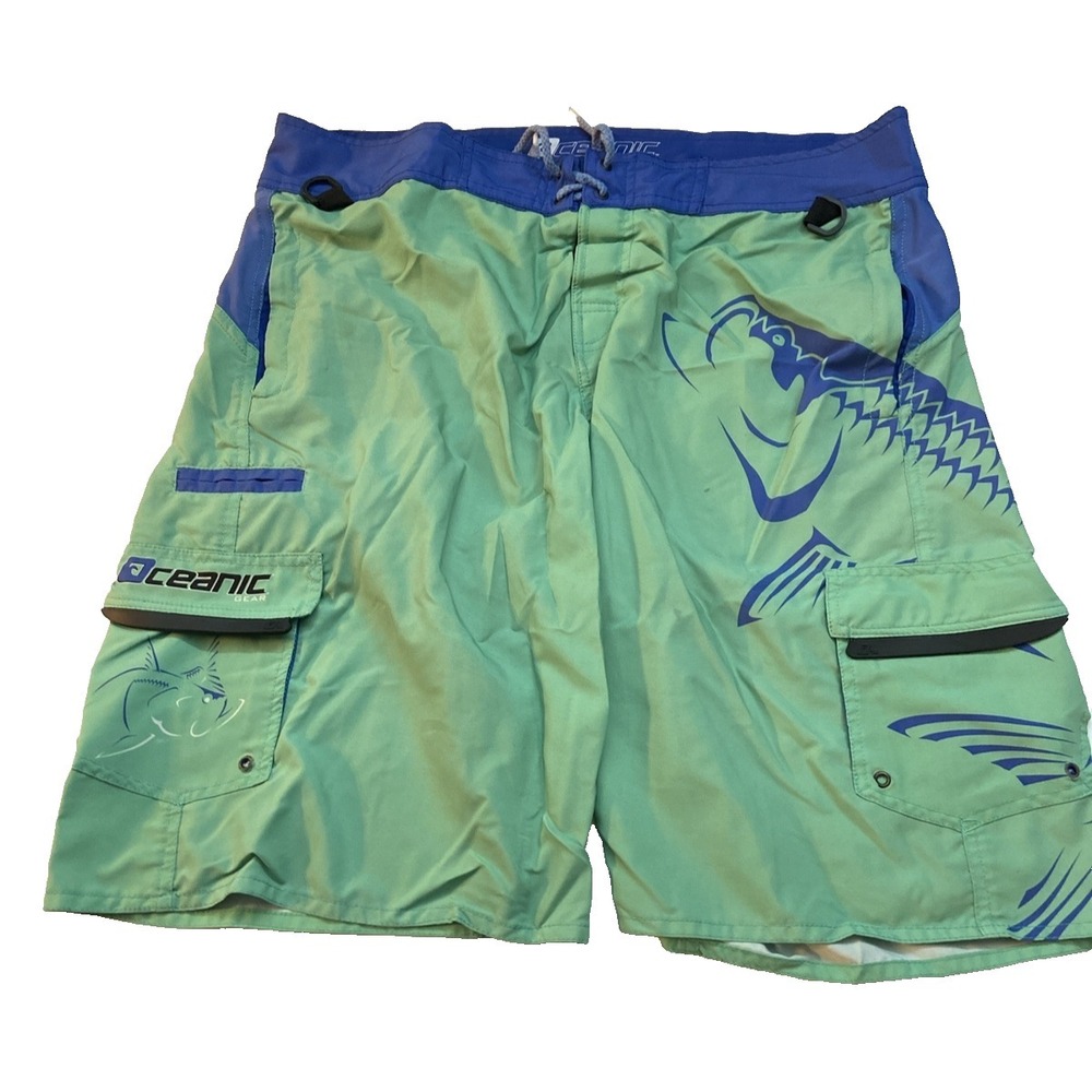 Oceanic Gear Men's Fishing Board Shorts Size 38 – Quick Dry UPF Swim Trunks
